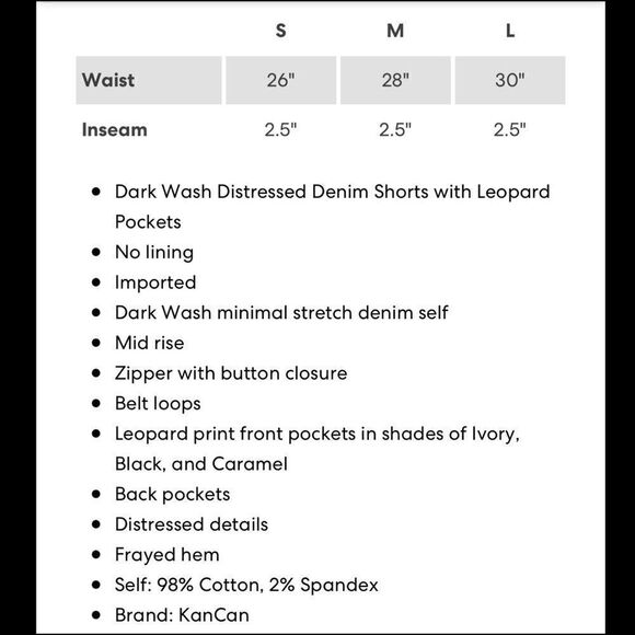 Kancan Leopard Pocket Frayed Distressed Denim Shorts Size Small - Picture 9 of 10